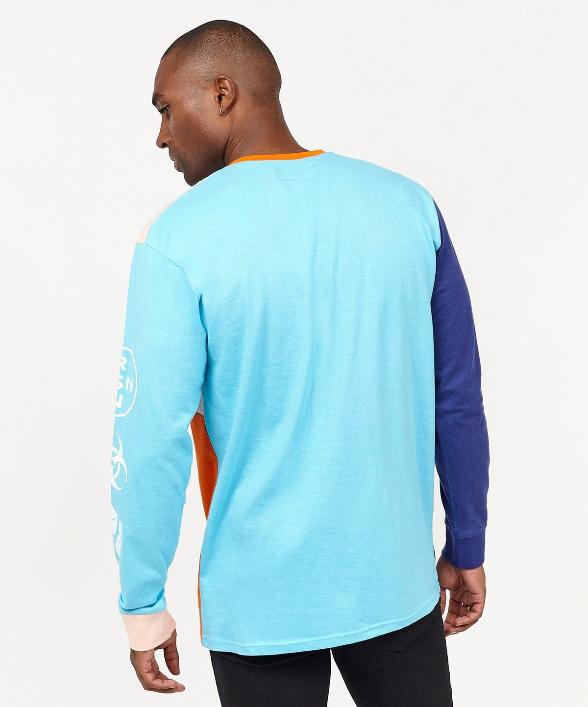 Color Blocked Long Sleeve Tee - Navy
